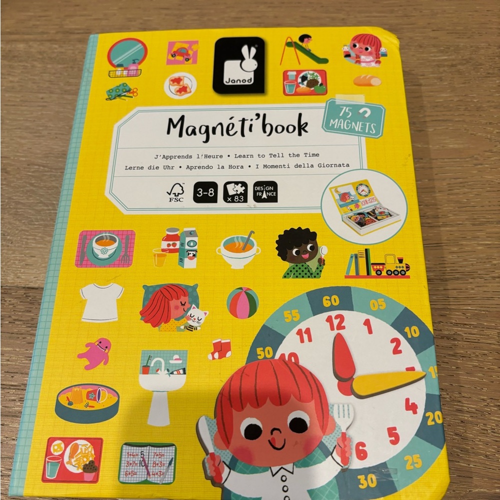 Magnéti'book Learn to Tell Time Magnetic Playset - Yellow